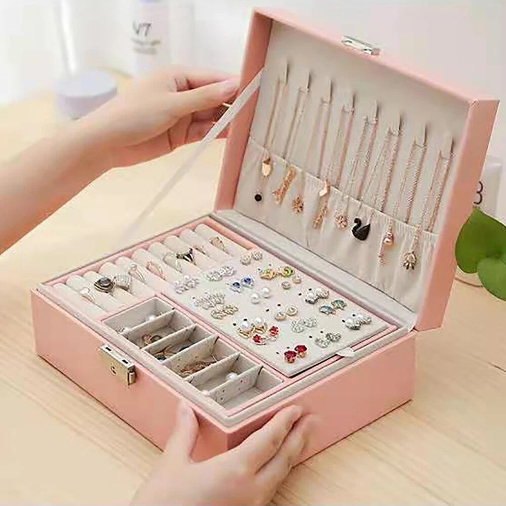 Jewelry Box Organizer for Women Girls - Necklace & Ring Storage Case