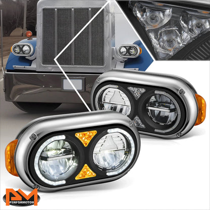 Full LED Turn Signal Headlights for Peterbilt 359 379 389 (1981–2021)