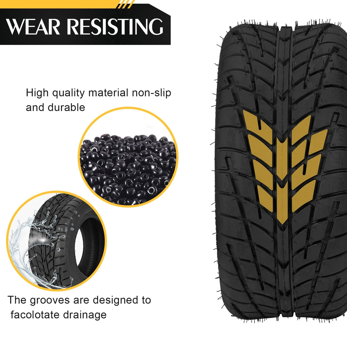 Set of 2 All Terrain Tires 25x10-12 for ATV UTV (25x10-12)
