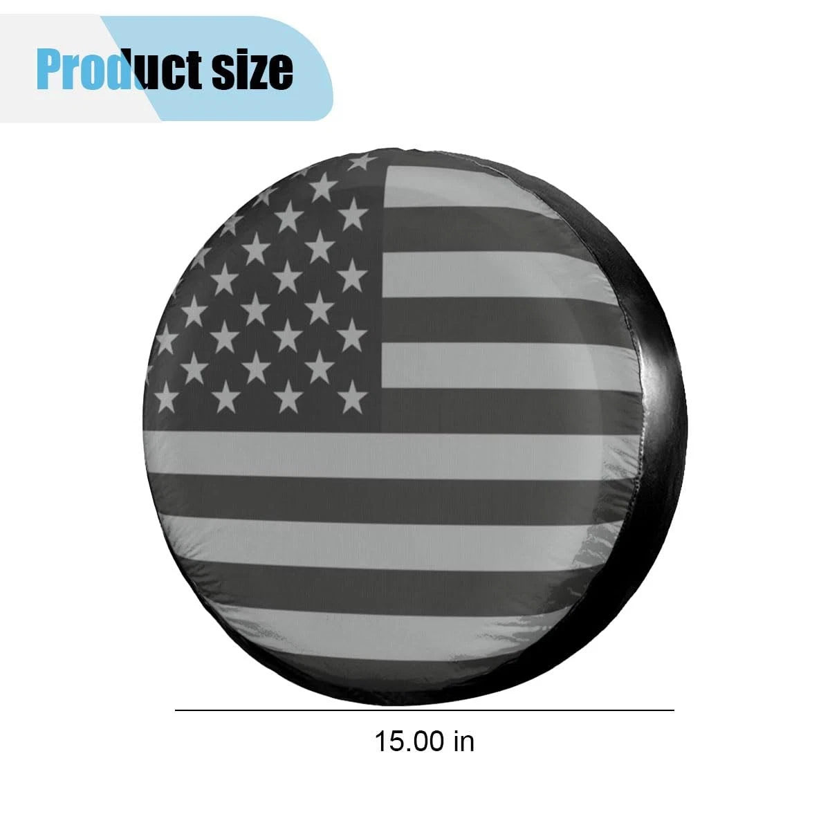 15 Inch Spare Tire Cover for RV Trailer - Dustproof Leather, Black