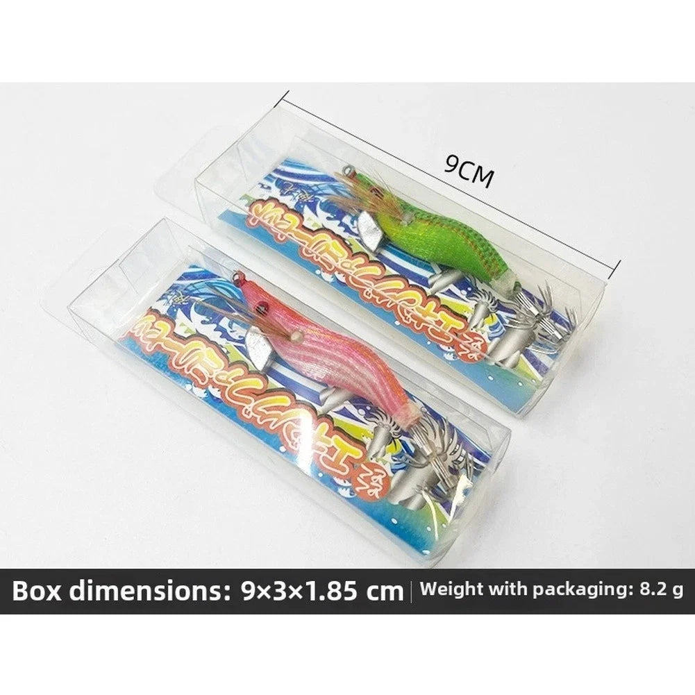 Glow in Dark Wooden Squid Shrimp Jig 1.5 Oz for Night Fishing