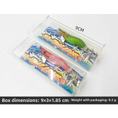 Glow in Dark Wooden Squid Shrimp Jig 1.5 Oz for Night Fishing