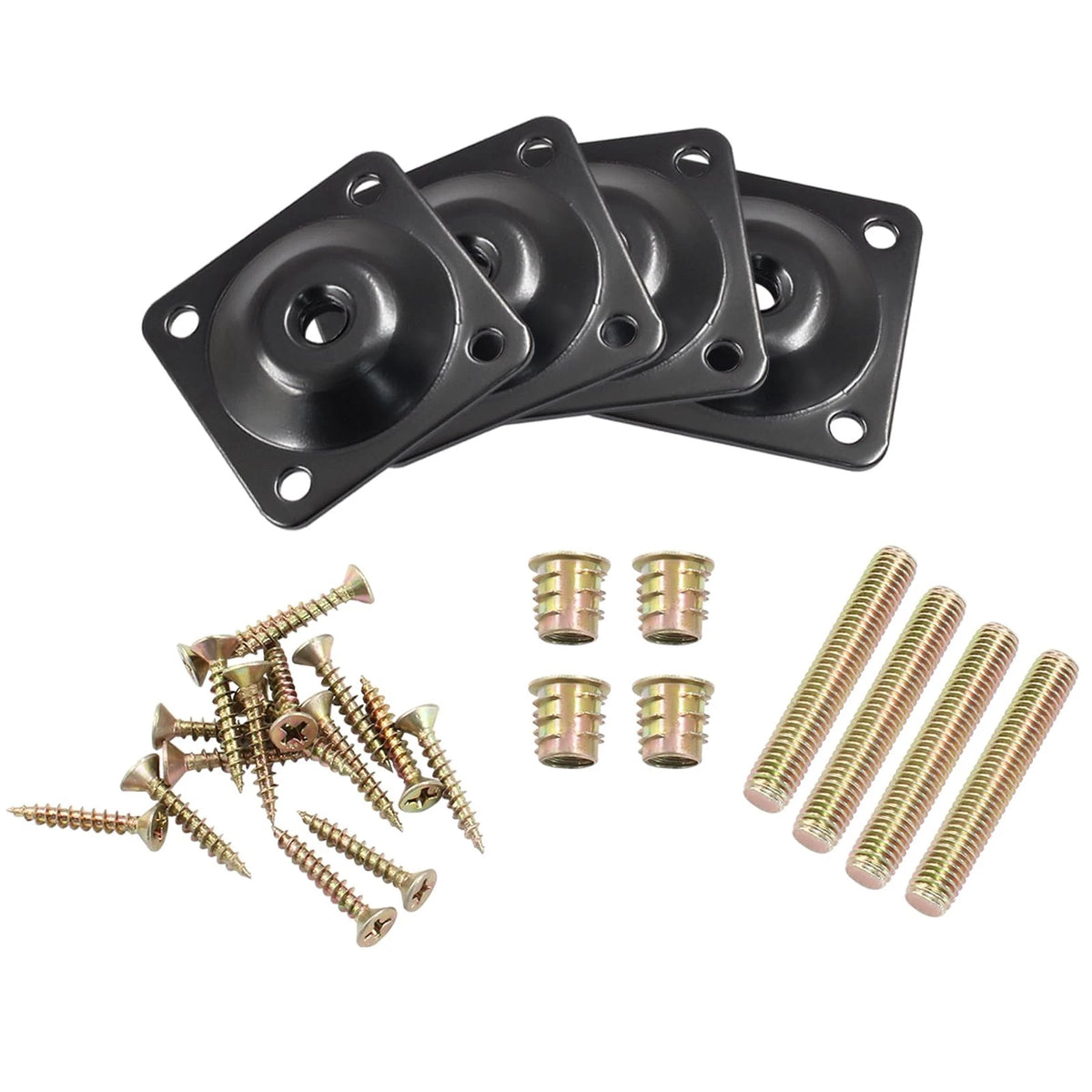 Set of 4 Leg Mounting Plates for Furniture 5/16" (M8) - Black