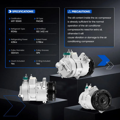AC Compressor and Clutch for Dodge Journey (2009–2020) & Chrysler Sebring (2007–2008)