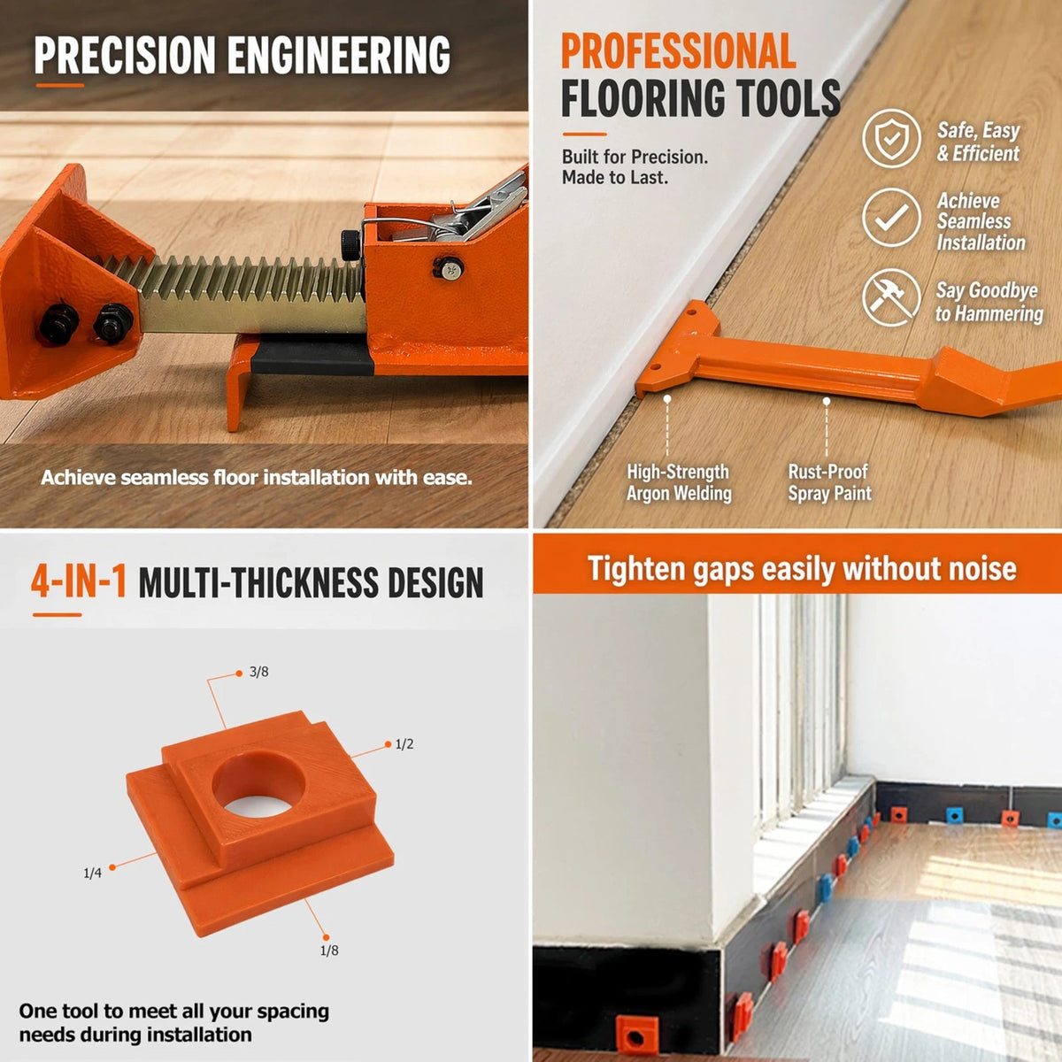 Hardwood Flooring Jack Positioning Tool Spacers Kit - Wear Resistant Carbon Steel