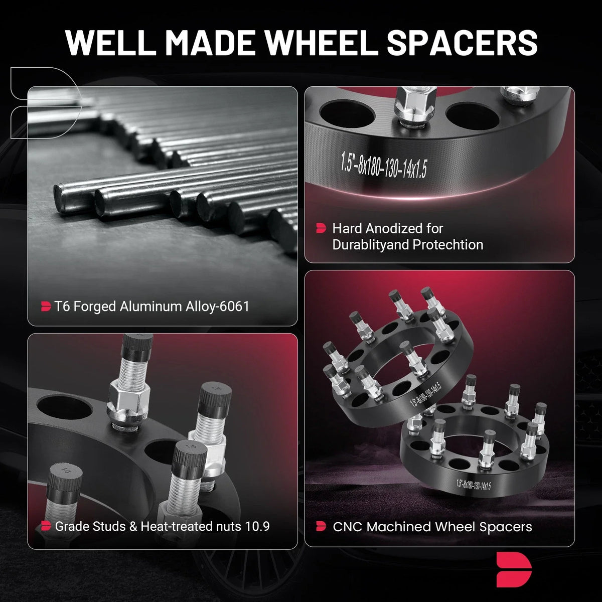 4PCS 1.5" 8x180 Wheel Spacers for Chevrolet Silverado Sierra 2500 HD (2011–2025)