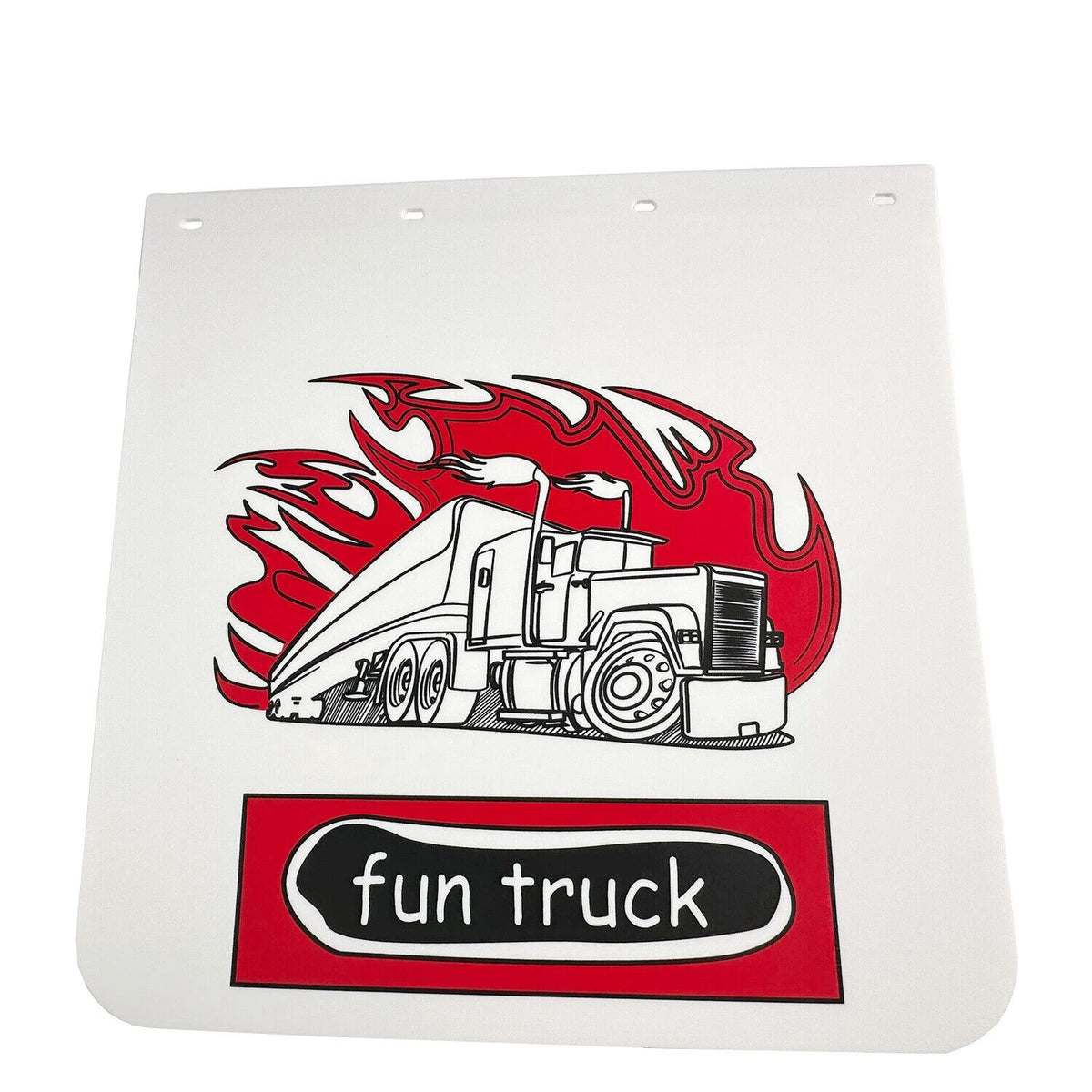 24" x 30" Mud Flaps for Semi Truck (902065) - White Straight Fun Pattern