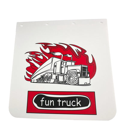 24" x 30" Mud Flaps for Semi Truck (902065) - White Straight Fun Pattern