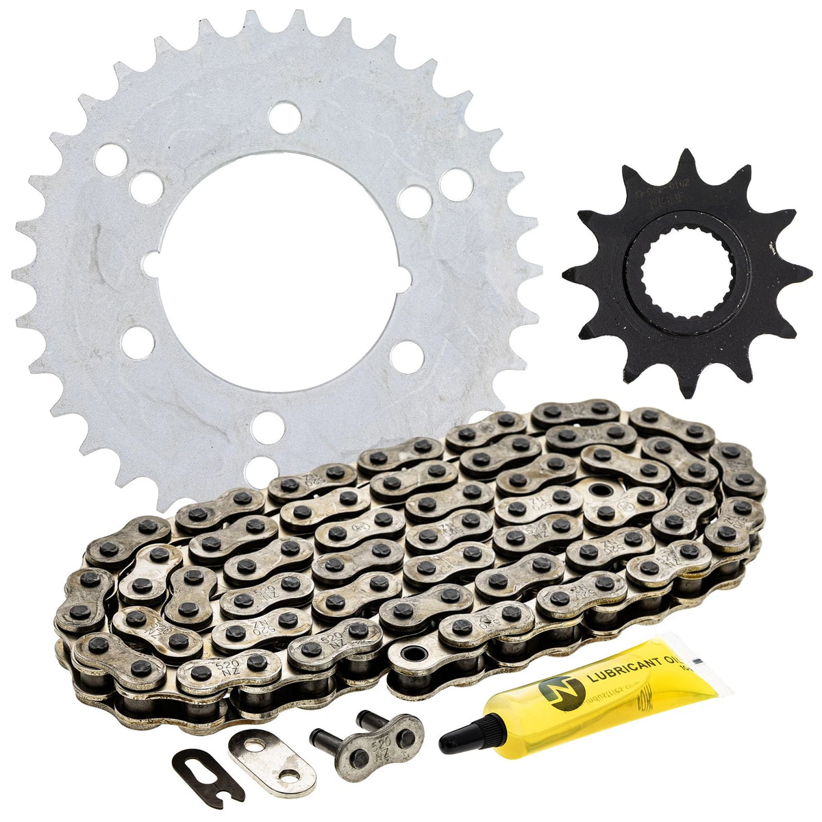 Sprocket Chain Set 12/34 Tooth for Polaris Trail Blazer 250 (MK1003898, 519-KCS0370K-K001)
