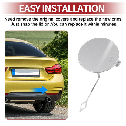 Rear Car Bumper Tow Hook Cover for BMW 428i (2014-2016) Silver Tone