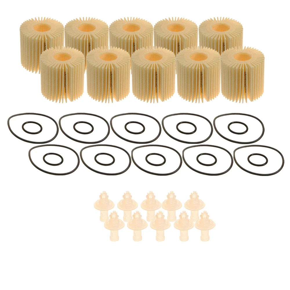 Set of 10 Oil Filter Element Drain Plug & Gasket for Toyota Scion Lexus