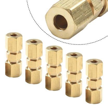 5 x Brass Brake Pipe Connector 33mmx10mm 3/16 Tube Joiner Union