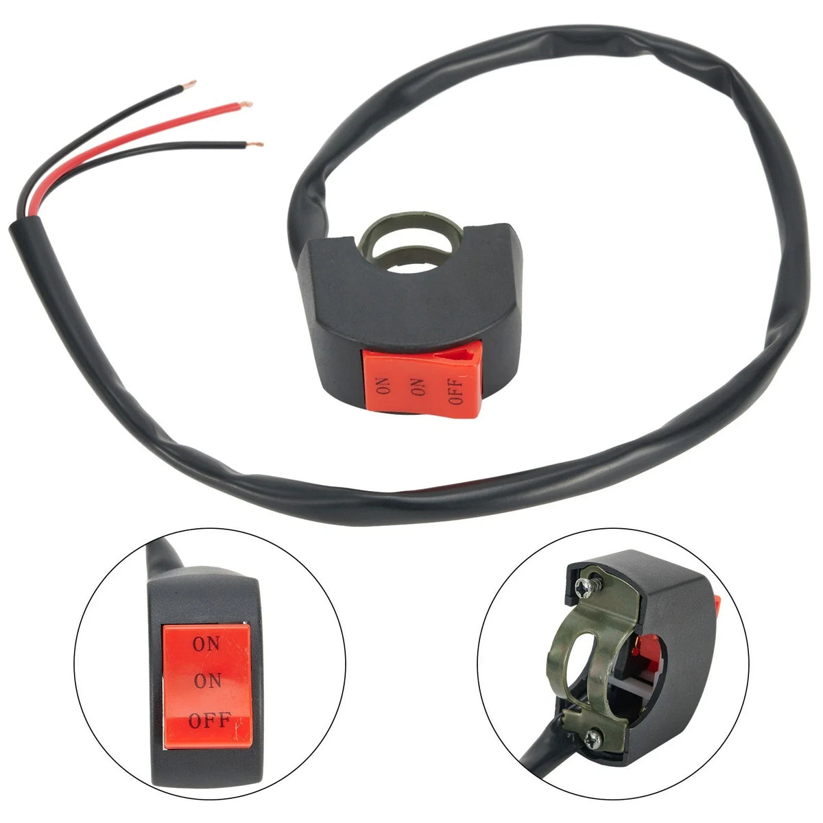 On/Off Handlebar Switch 22mm DC12V/10A for Motorcycles (Universal)