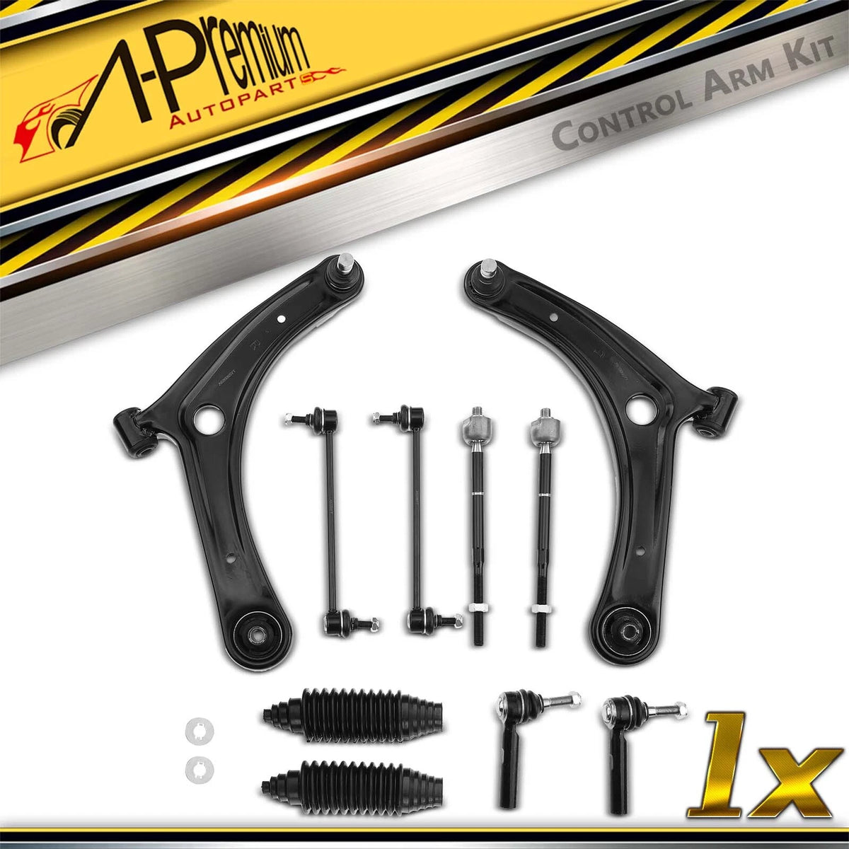 10x Front Control Arm w/ Ball Joint Tie Rod for Dodge Caliber (2007–2008) K620066, K620065, K80258, K750385, EV80645, ES800408, K9863
