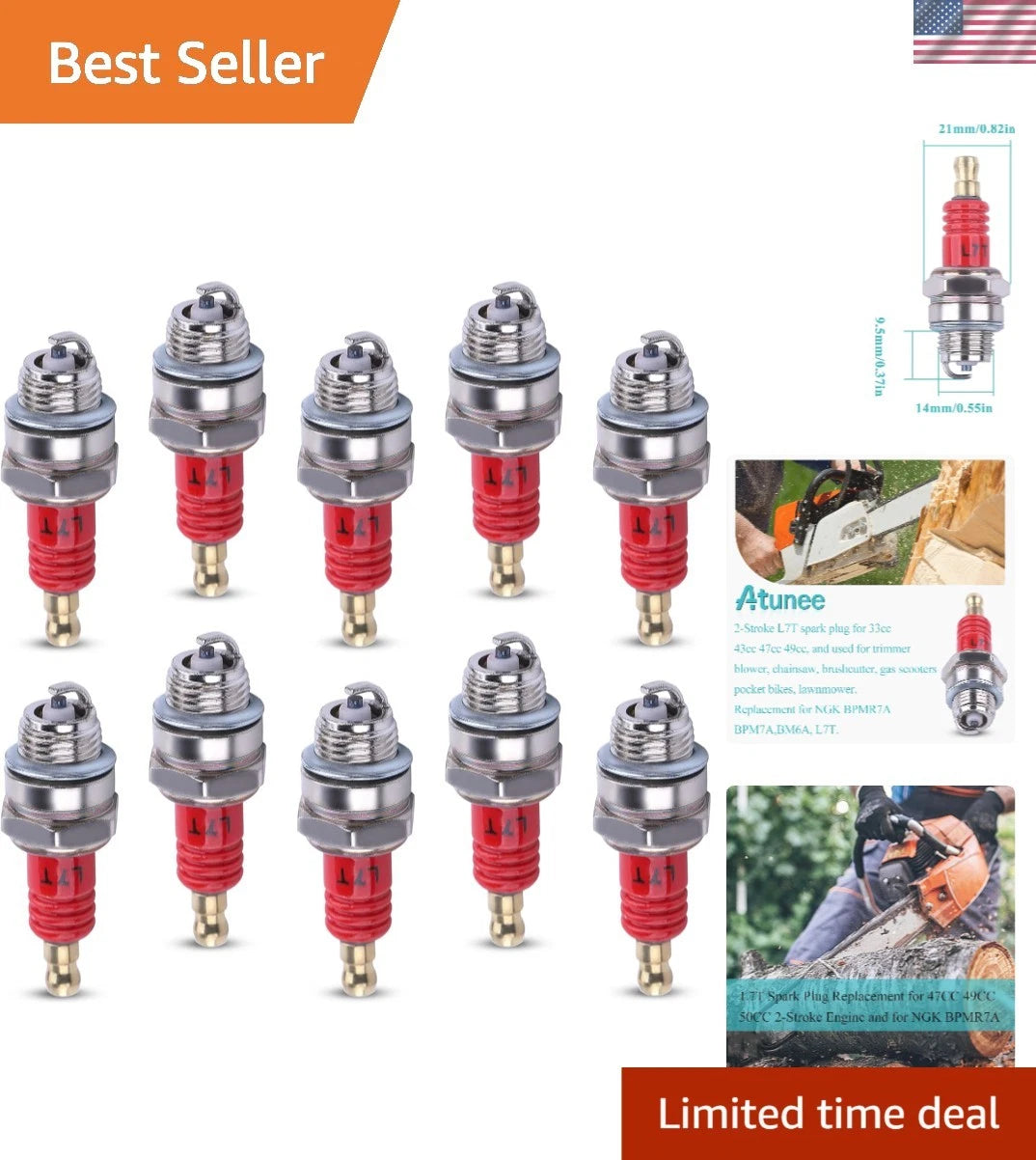 10X Spark Plug for 47CC to 50CC 2-Stroke Engine