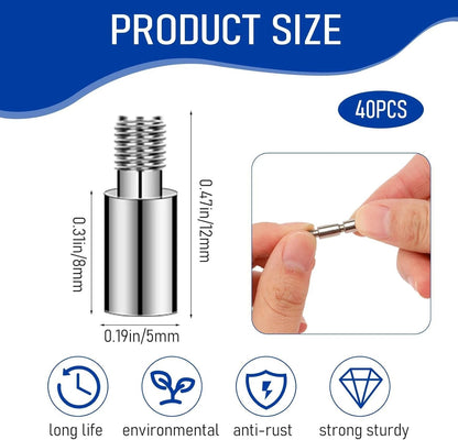 40Pcs Scrapbook Extension Posts for Album Accessories 5×12mm, Silver