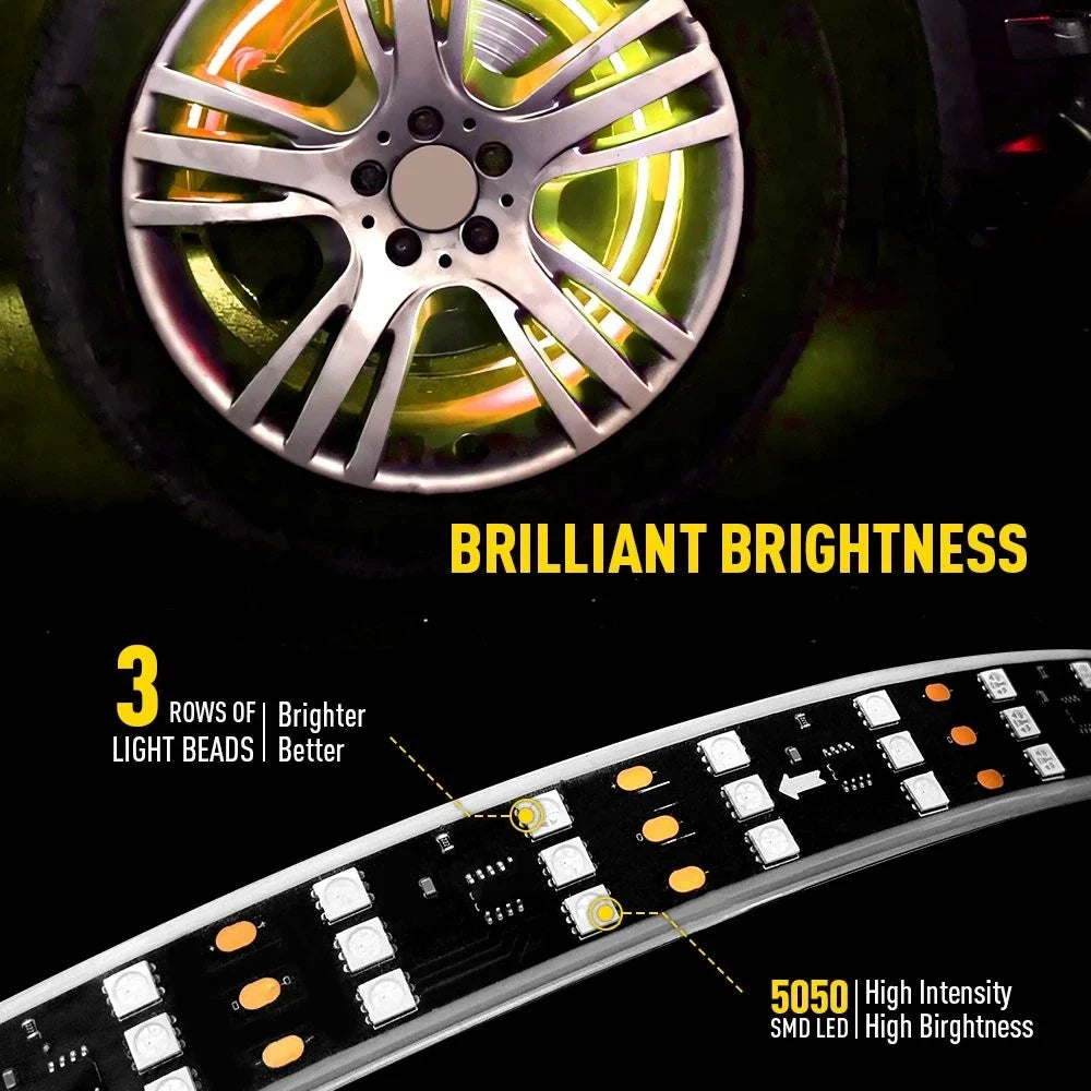 4pc 17.5" RGB LED Wheel Ring Lights for Truck Car Rim