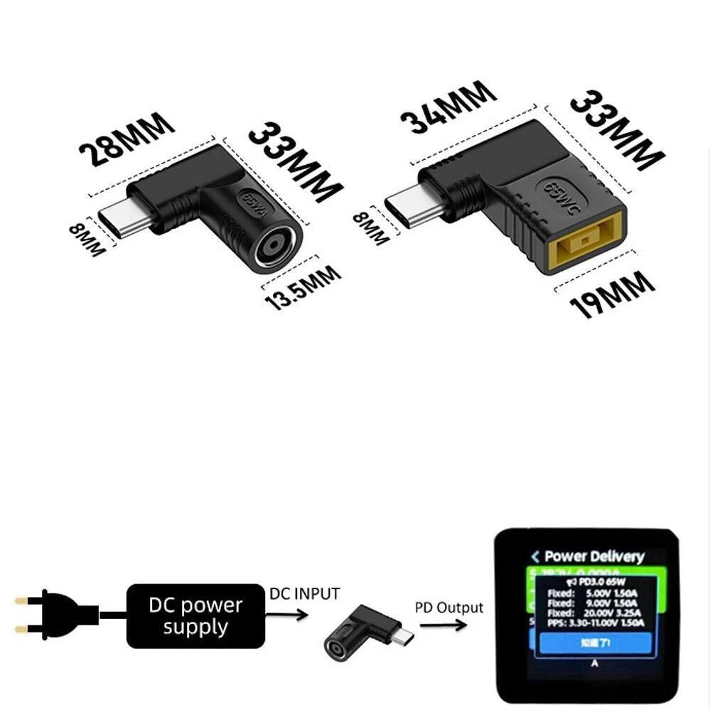 5X USB Type C PD Power Charging Cable Adapter for Laptops