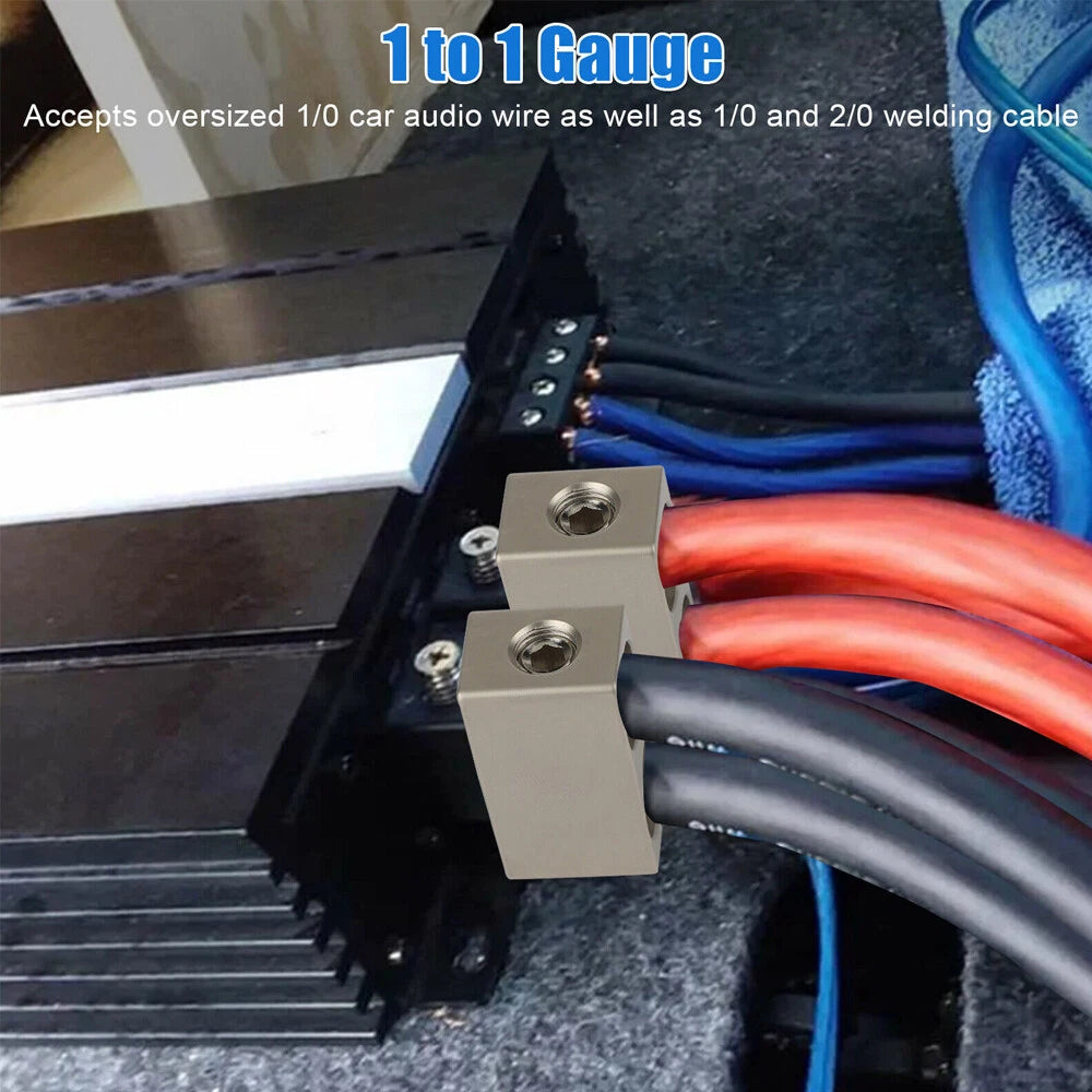 Set of 4 Car Audio Power Ground 1/0 AWG to 1/0 Gauge Offset Reducers