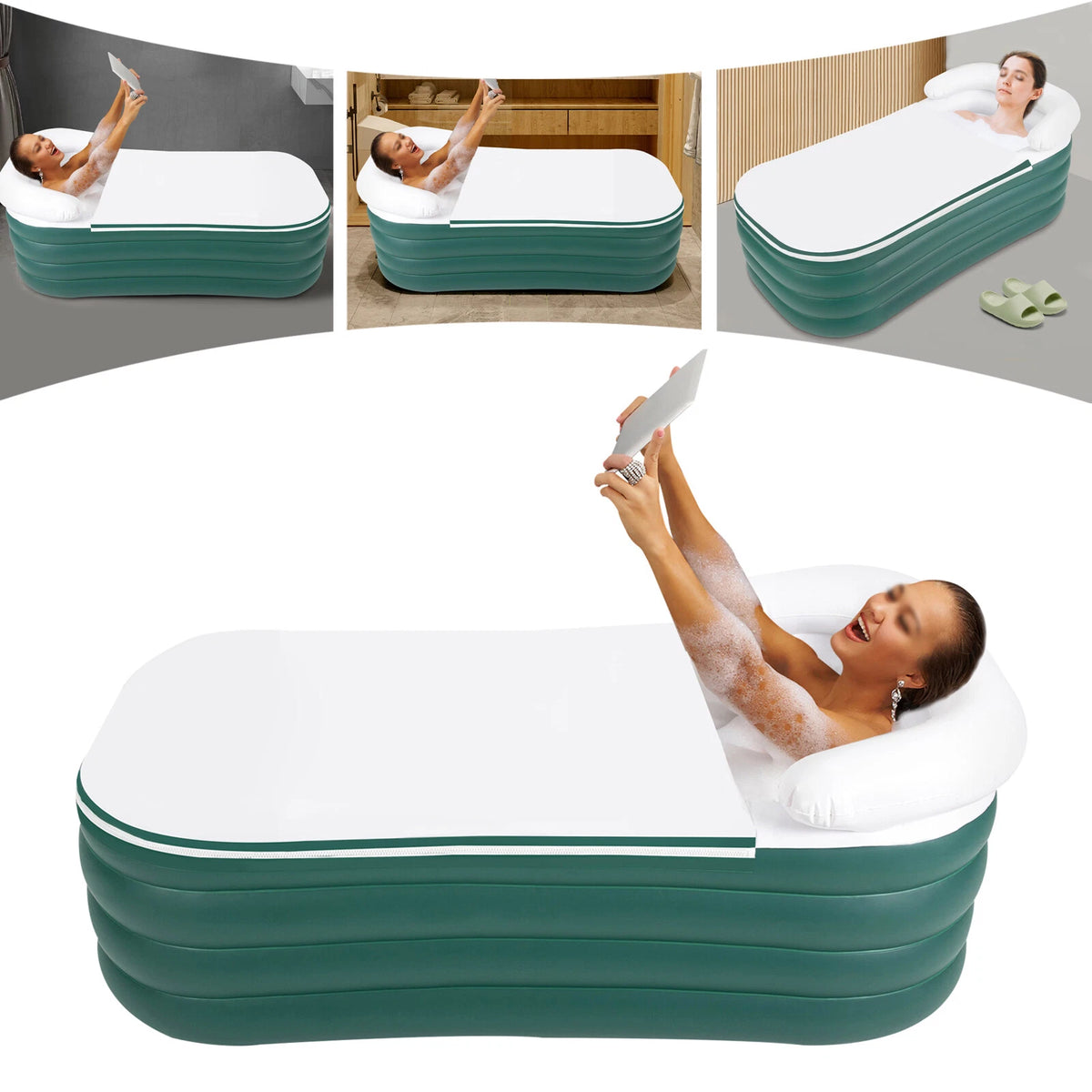 4-Layer Inflatable Bathtub with 130W Electric Pump for Adults