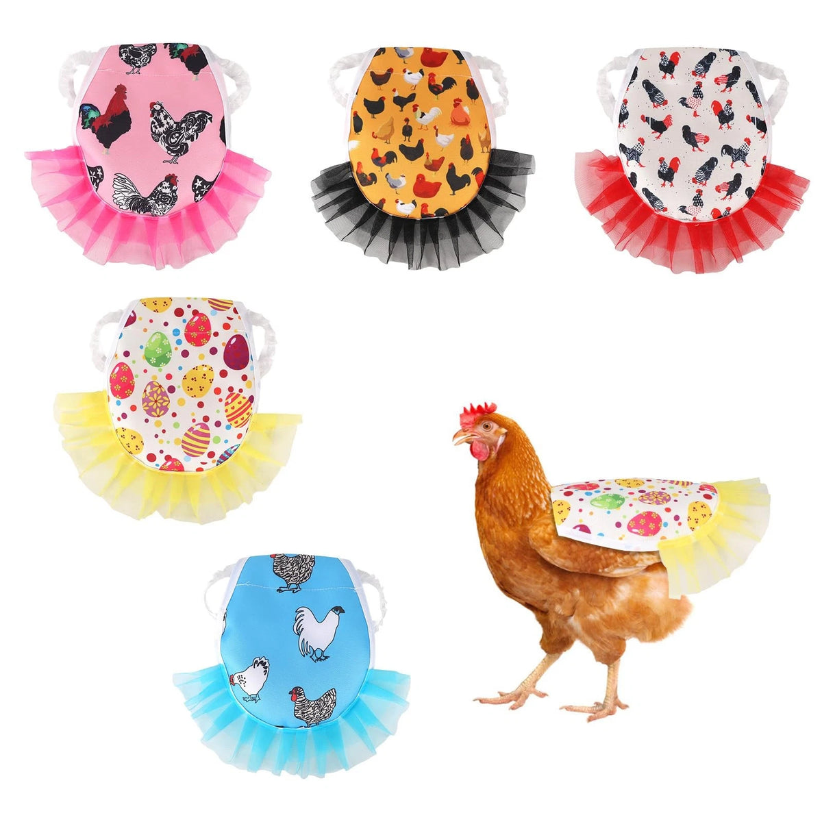 5pcs Chicken Saddle for Hens - Waterproof Colorful Multicolor