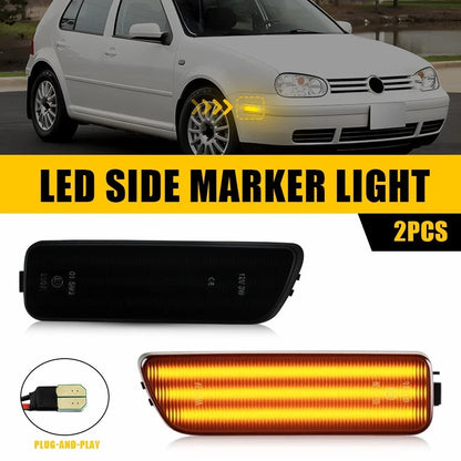 2X Front LED Side Marker Light Smoked Amber for Volkswagen Golf (1999–2005)