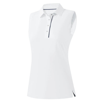 Womens Sleeveless Golf Polo Shirt with 4 Buttons for Workout & Tennis