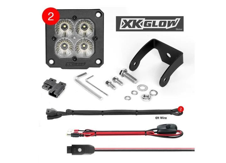 2X XKChrome 20W LED Cube Light Kit for Universal Vehicles (XK065002-D-KIT)