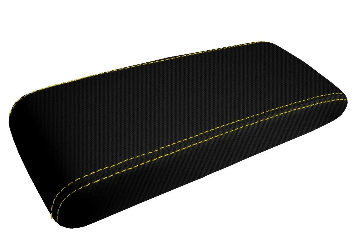 Console Lid Cover for Toyota Supra (1986–1992) Carbon Fiber Yellow Stitch
