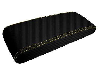 Console Lid Cover for Toyota Supra (1986–1992) Carbon Fiber Yellow Stitch