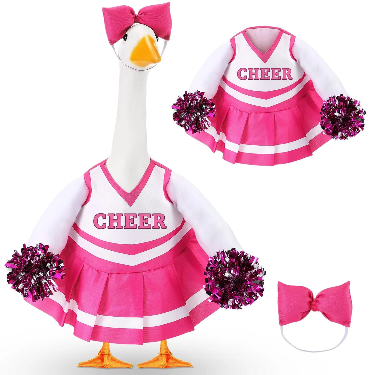 2X Cheerleader Goose Outfit for Porch Decoration (Rose Red)