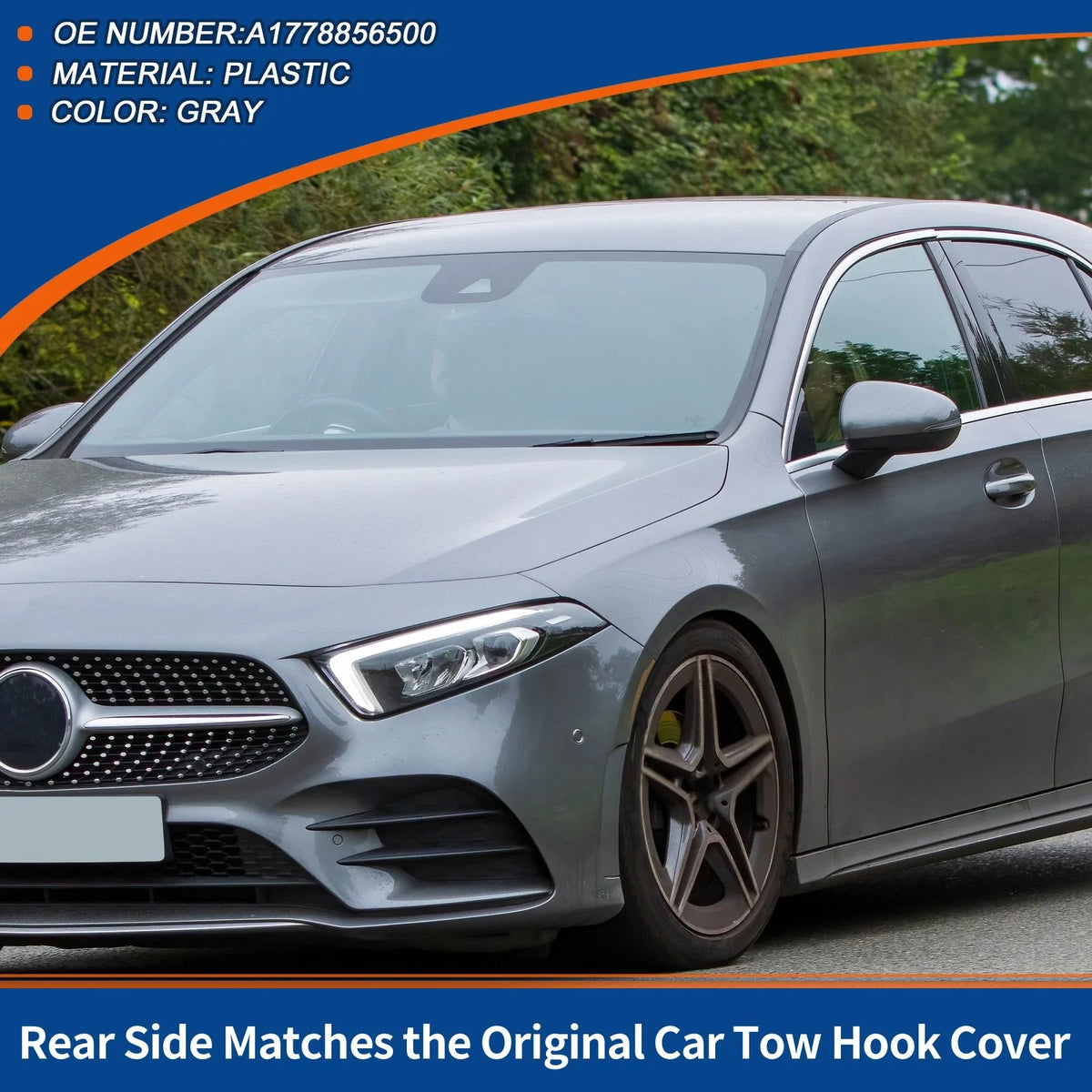 Tow Hook Cover for Mercedes-Benz A Class (2013–2018) No.A1778856500 Gray