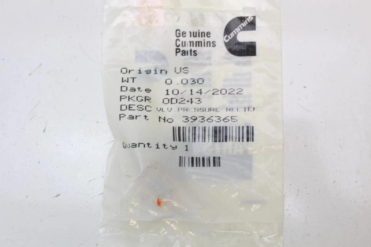 Genuine OEM Pressure Relief Valve for Cummins (3936365)