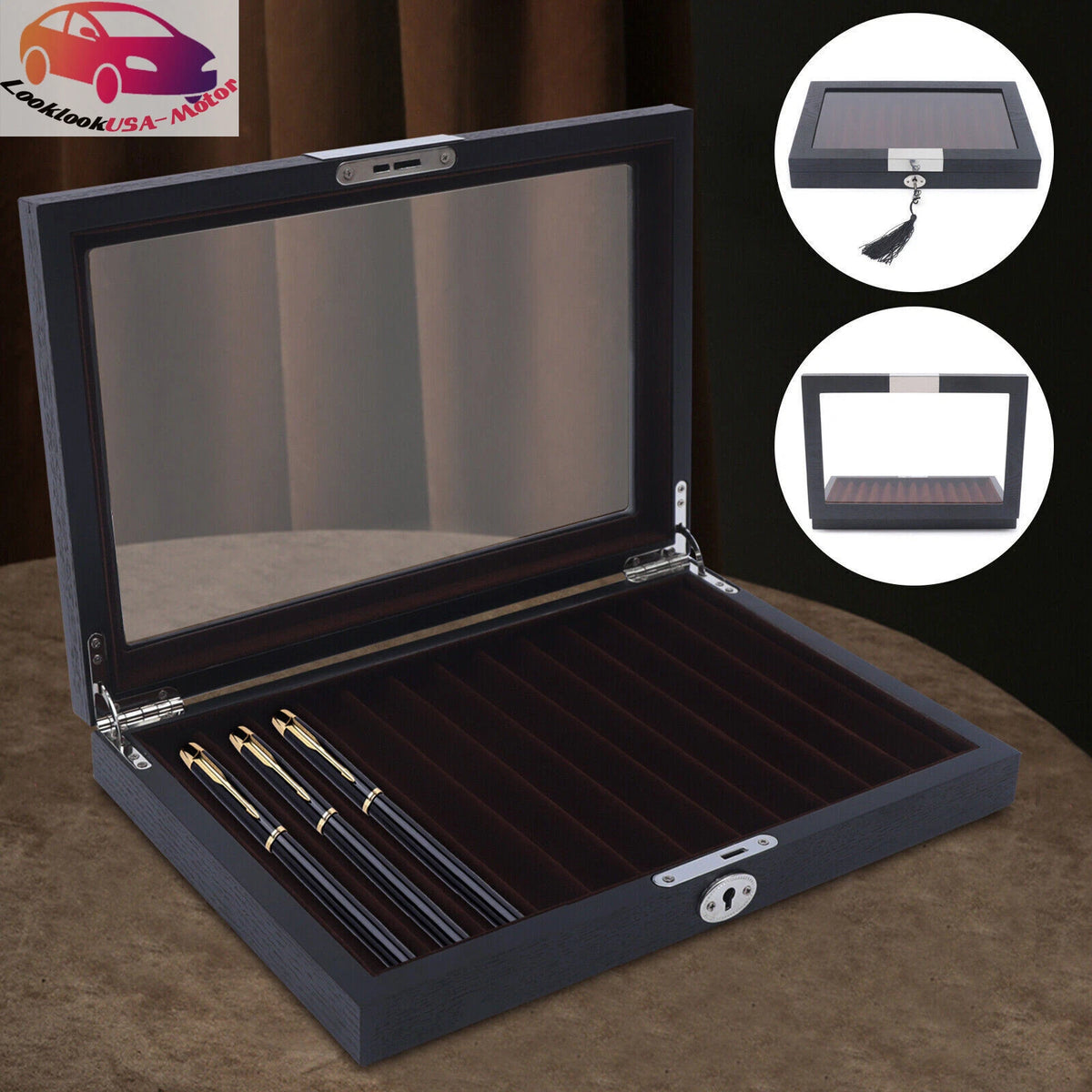 12 Slot Wood Fountain Pen Display Case for Collectors