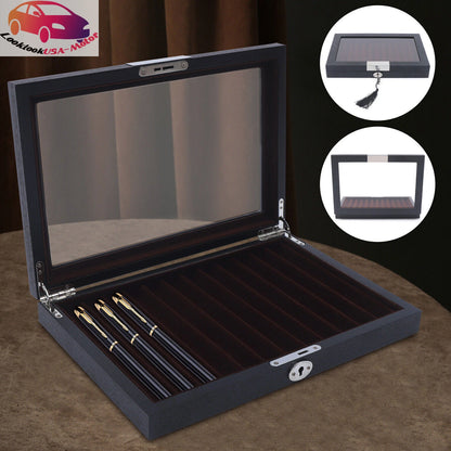 12 Slot Wood Fountain Pen Display Case for Collectors