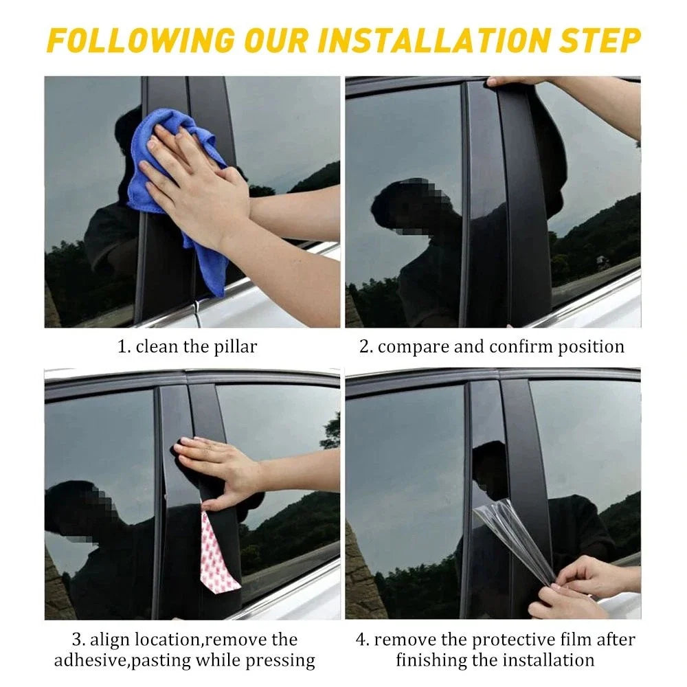 Window Pillar Posts Molding Black Cover for Honda Civic Sedan (2006–2011)