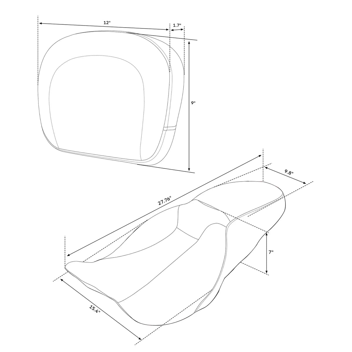 Seat Backrest Pad for Harley Touring Street Glide (2009–2023)