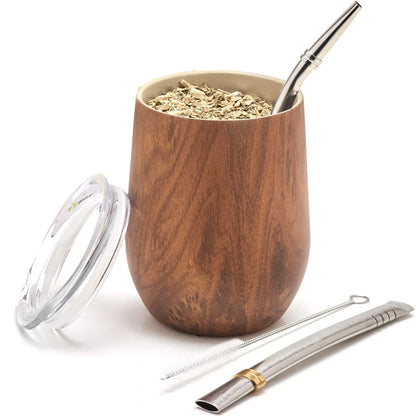 Set of 4 Stainless Steel Yerba Mate Gourds for Premium Experience