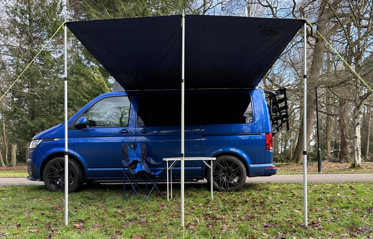 Set of 2.4 x 3m Black Awning Canopy for Campervan Caravan