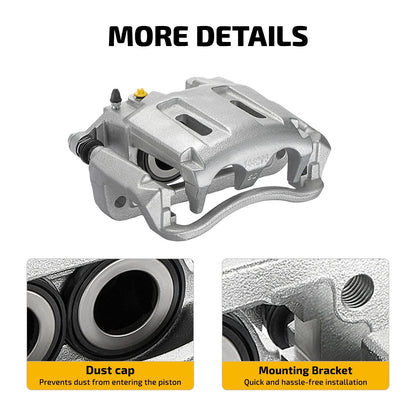 Pair Front Brake Calipers w/Brackets for Ford F-250 F-350 Super Duty (2005–2012)