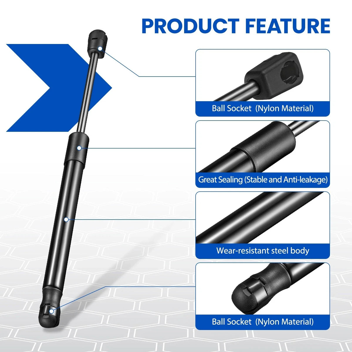 Universal 12 Inch 54LBS Lift Supports Gas Struts for RV Toolbox Lid (2-Pc) (2015–2019)