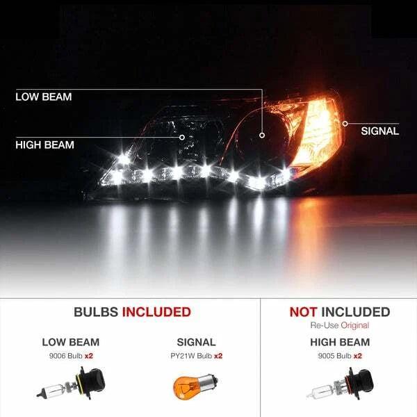 Chrome Projector Headlights with LED DRL for Toyota Camry (2012–2014) NTR2559