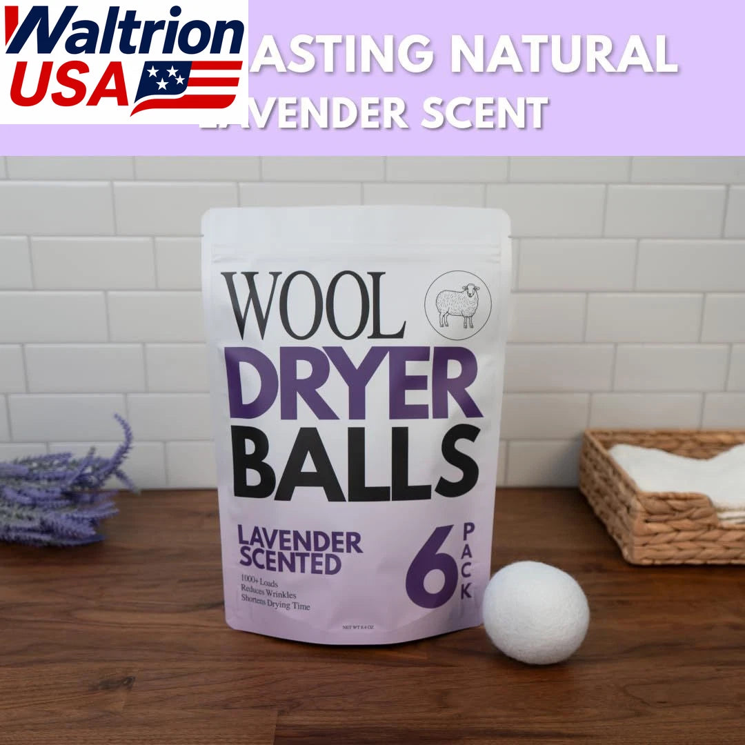 6 XL Lavender Scented Wool Dryer Balls Fabric Softener