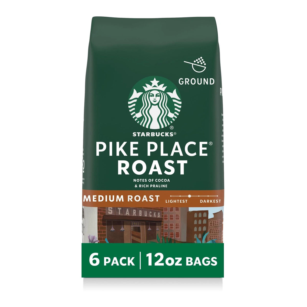 Pack of 6 Starbucks Ground Coffee Medium Roast 12 Ounce
