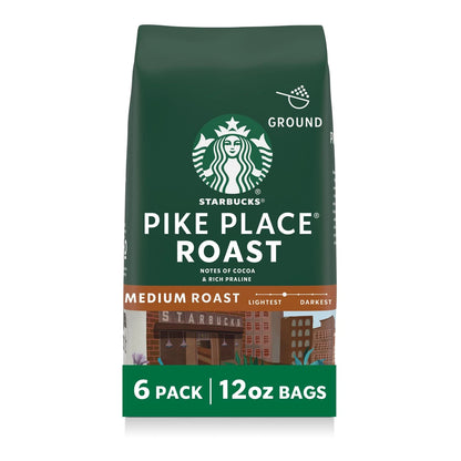 Pack of 6 Starbucks Ground Coffee Medium Roast 12 Ounce