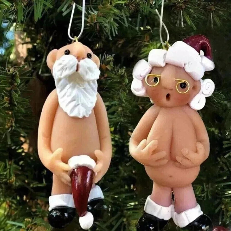 2X Resin Santa Claus Ornaments for Christmas Tree Hanger
