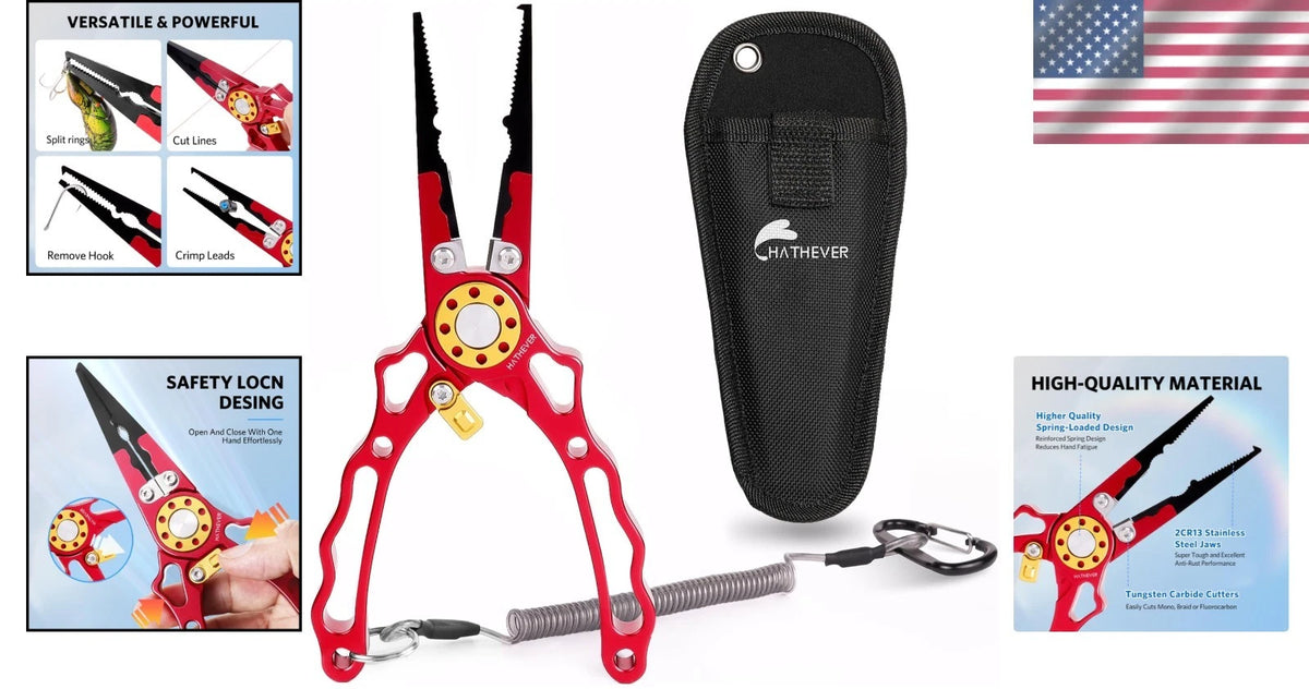 Lightweight Fishing Pliers with Safety Lock & Multi-Function Jaws