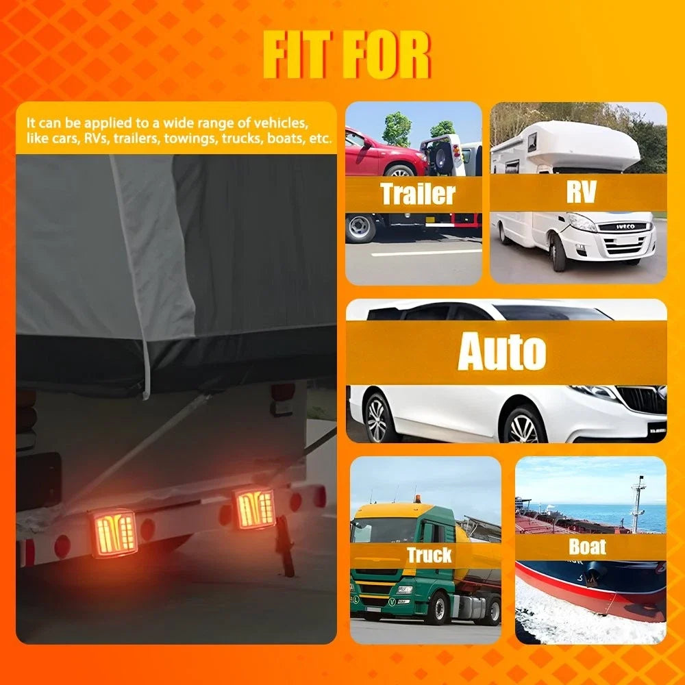 4X Wireless LED Rear Tail Lights for Tow Truck Trailer (Battery Operated)