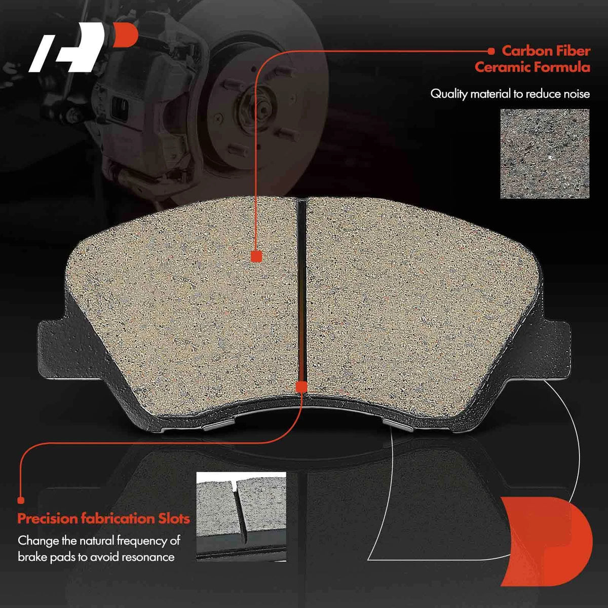 Set of 8 Ceramic Brake Pads for Hyundai Accent (2012–2017) Kia Rio, S1021, D1593