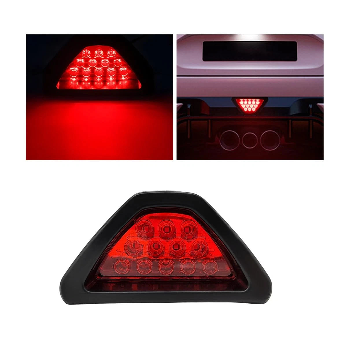 2X Waterproof Triangle Brake Lights for Automotive Warning (2010–2023)